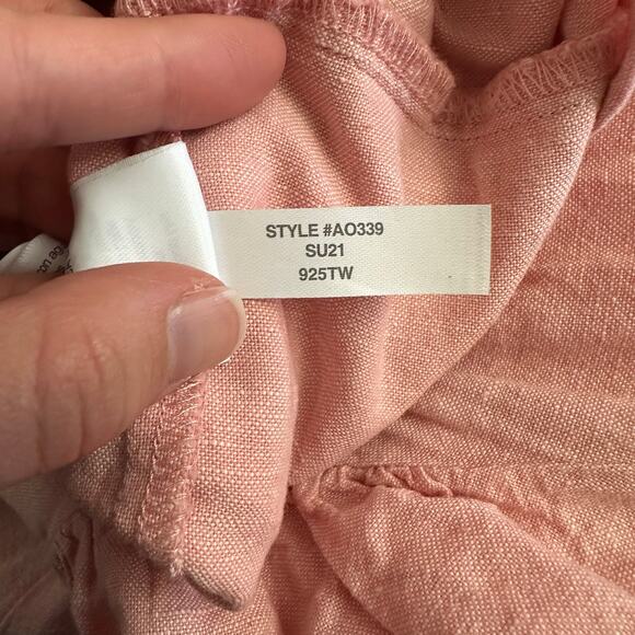 Madewell Linen Blend Button Front Jumpsuit Pink Short Sleeve Pockets Women’s XL - Picture 11 of 12